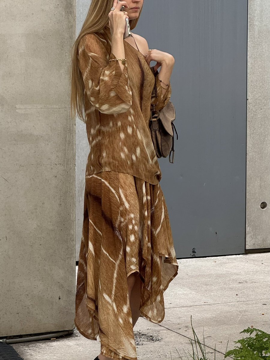 nina in the ysl by tom ford ss02 deer print set 🦌 sourced from