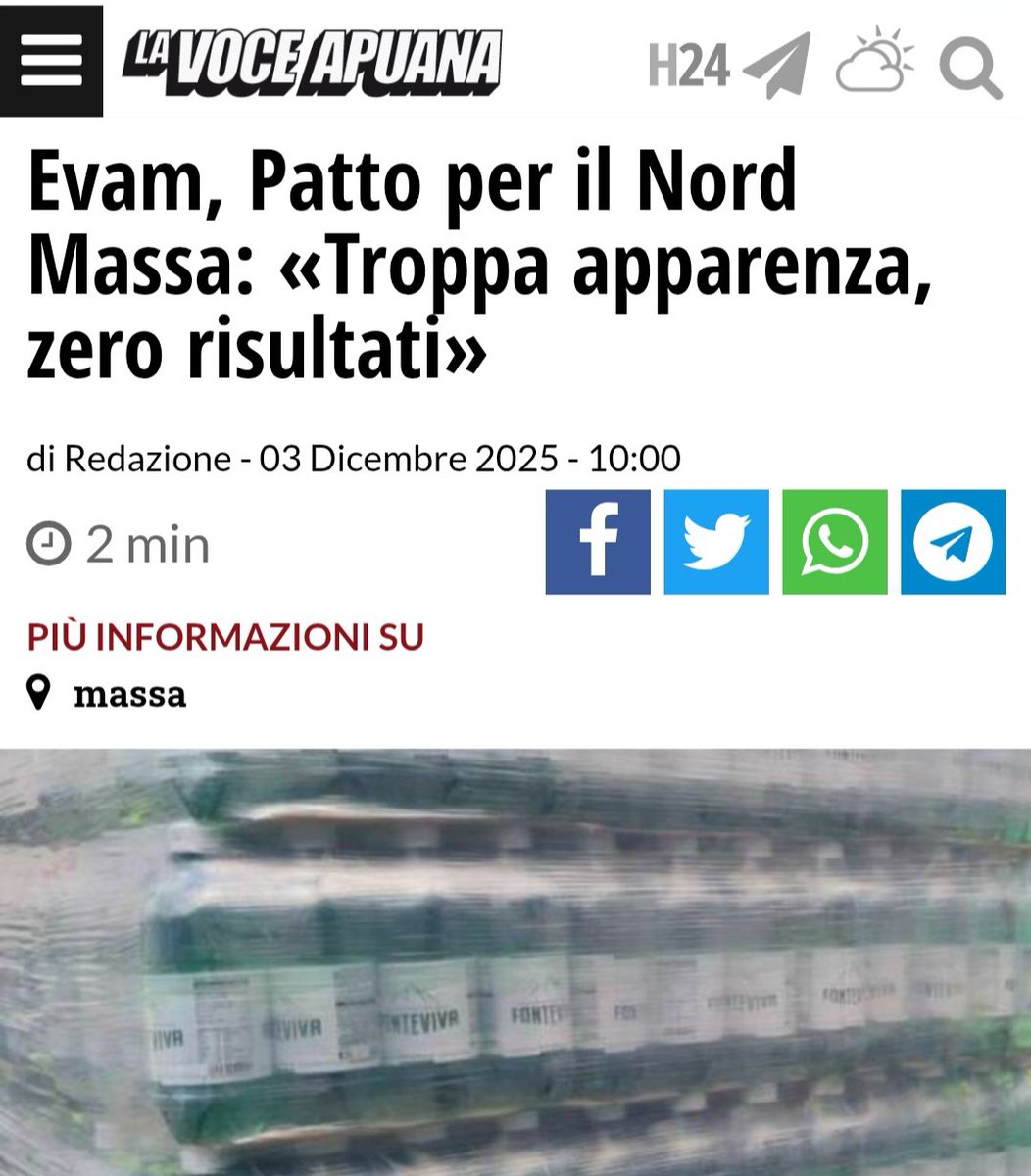 PattoNordToscan's tweet image. Il Comune di Massa mette 750.000€ in EVAM SpA, società pubblica dell’acqua
Negli ultimi anni #EVAM ha speso quasi 1 MILIONE€/anno in servizi tra cui pubblicità e consulenze senza risultati.

👇 Articolo nel 1° commento
#AcquaPubblica #SoldiPubblici