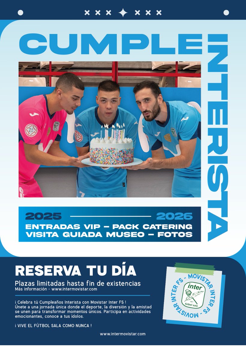 🤩  Se vienen dos partidazos en los próximos cinco días en nuestra casa.

🥳 Y los pequeños pueden vivirlo de una forma muy especial gracias al ‘𝐶𝑢𝑚𝑝𝑙𝑒𝑎𝑛̃𝑜𝑠 𝑖𝑛𝑡𝑒𝑟𝑖𝑠𝑡𝑎’ 🎂💚

👉 Acceso VIP, visita al #MuseoInterista, foto con los jugadores y muuuuuchas sorpresas
