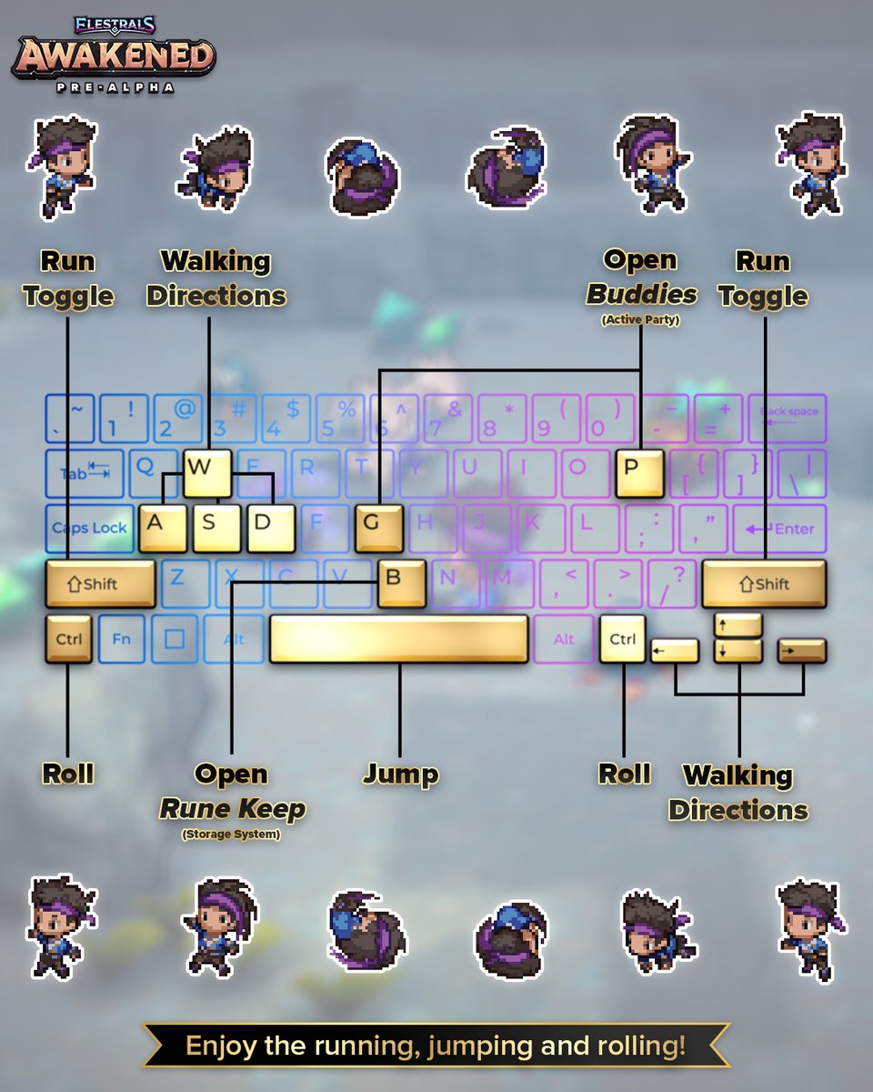 Enjoying the #ElestralsAwakened Pre-Alpha, but in need of a little guidance on all the controls? ⌨️

We got you covered! 🤜🤛 You can now Run, Jump, and Roll with ease!