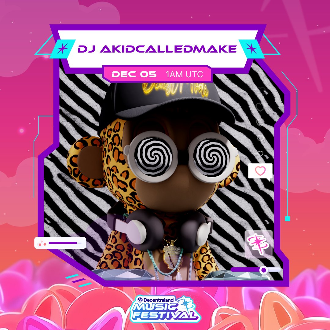 decentraland's tweet photo. Who's ready for round 2? 🔥

In 1 hour the Main Stage lineup kicks off with a tour from @CansyLand &amp; @carlosmu_noz and performances from @SarahCoponat, OhhClaire, @BullyMeow, @stoney_eye, and @MAKEANFT 

Get those Emote wheels ready 🪩 https://t.co/PdNpBrHQLr