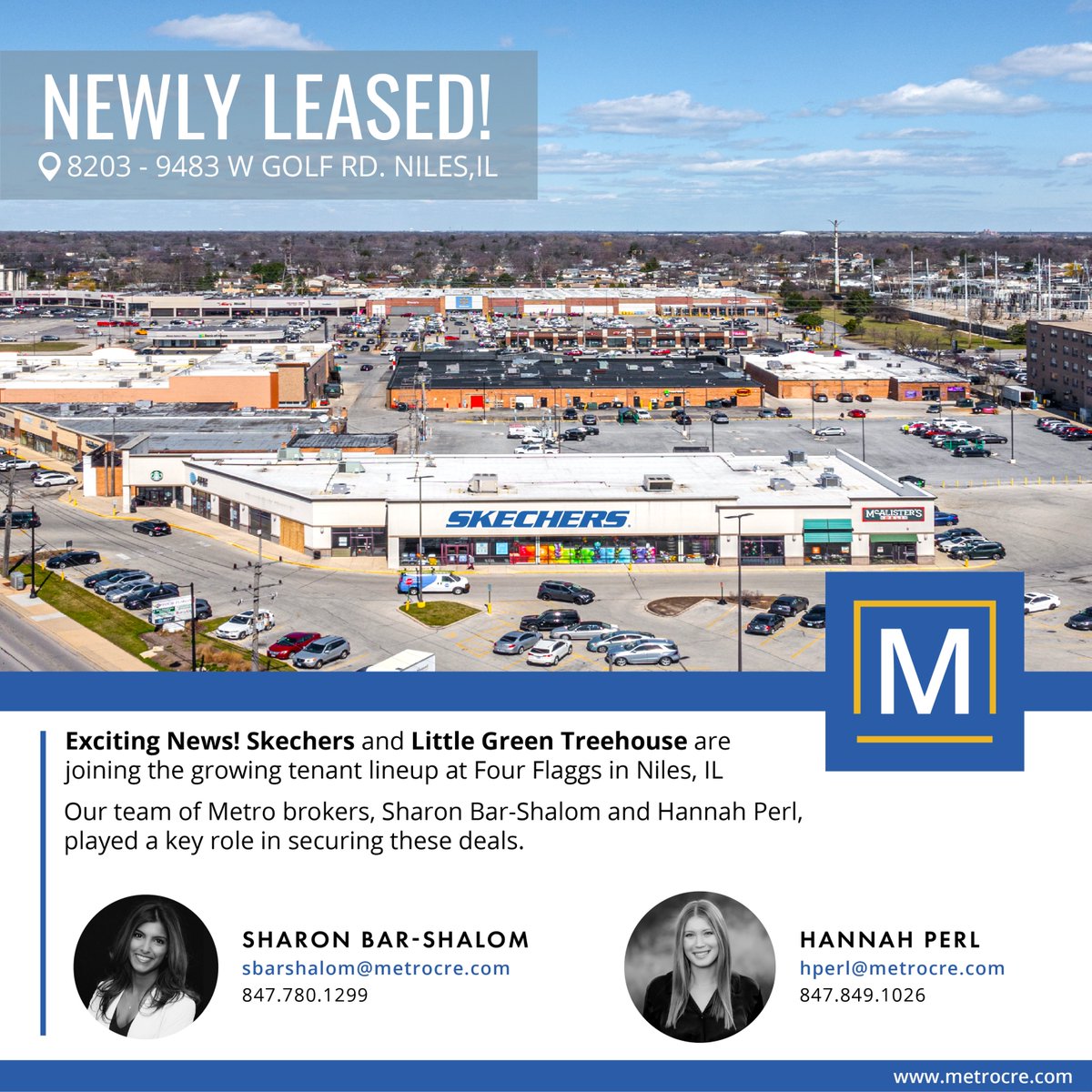 MetroCRE's tweet photo. Excited to announce that Skechers and Little Green Treehouse are joining the tenant lineup at Four Flaggs Shopping Center in Niles, IL. 🎉

#metrocre #commercialrealestate #ChicagoCRE #CRE https://t.co/IrzmxtpDwC