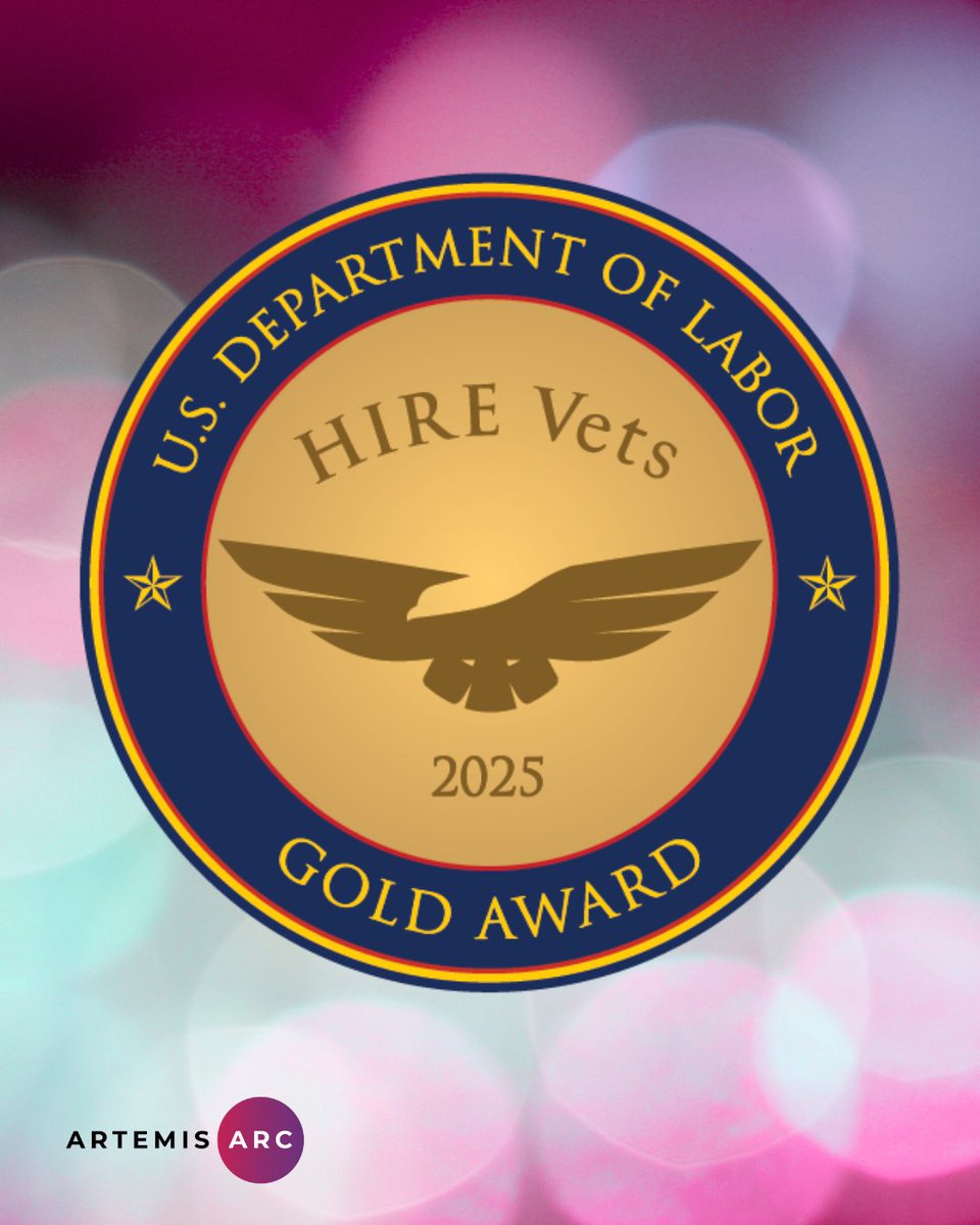 Proud moment at Artemis: We’ve received the 2025 HIRE Vets Gold Medallion Award from the U.S. Department of Labor. We're honored to be recognized, and even more honored to support those who’ve served. 🇺🇸  Full announcement: shorturl.at/zFBLb