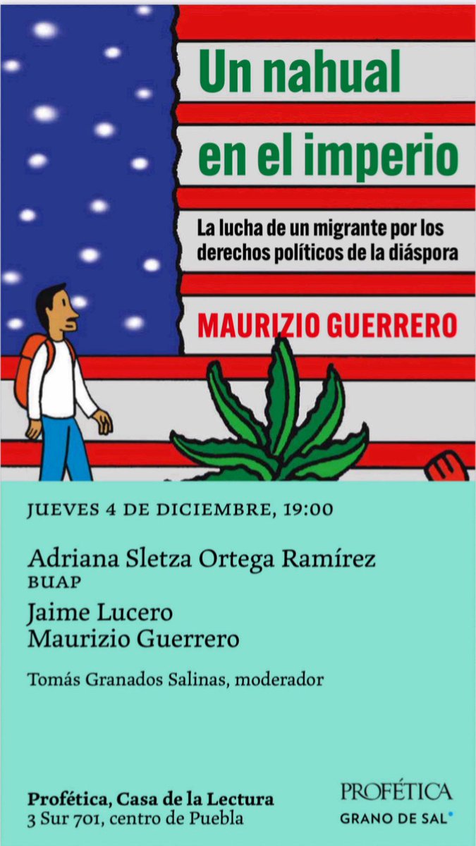 Hoy a las 19:0 conoce 'Un nahual en el imperio', la historia de Jaime Lucero, <a href="/FuerzaMigrante/">Fuerza Migrante</a> y sus esfuerzos por mejorar la vida de los migrantes mexicanos en los EUA. Contada por Mauricio Guerrero <a href="/mauriziogro/">Maurizio Guerrero</a> y publicada por <a href="/GranodeSal/">LibrosGranodeSal</a>