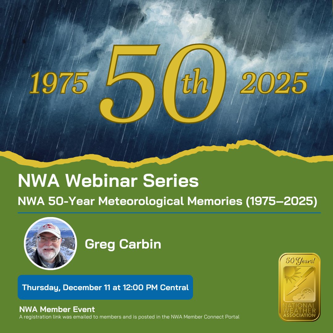 The next edition of our NWA Webinar Series is on Thursday, December 11 at 12 PM Central!

Join Greg Carbin for a recap of decade-defining U.S. weather impacts and lessons learned over the past 50 years!

Members: Check the Member Portal for the registration link to join!