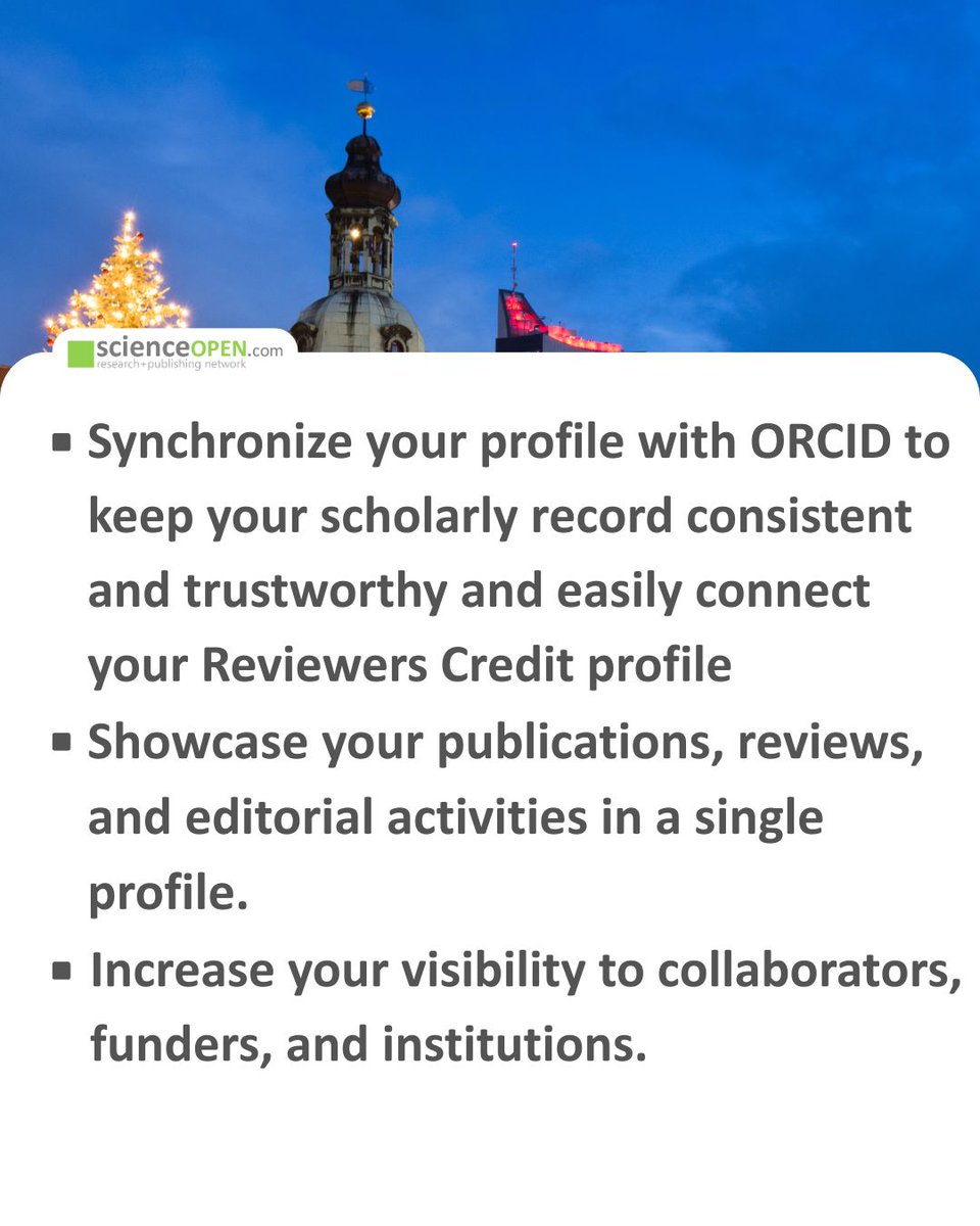 Science_Open's tweet image. Your benefits of ORCID profiles on ScienceOpen 👇

• Sync your profile with ORCID to keep your record consistent &amp;amp; trustworthy and connect your Reviewers Credit profile
• Showcase publications, reviews &amp;amp; editorial work in one place
• Increase your visibility 

#ORCID #research