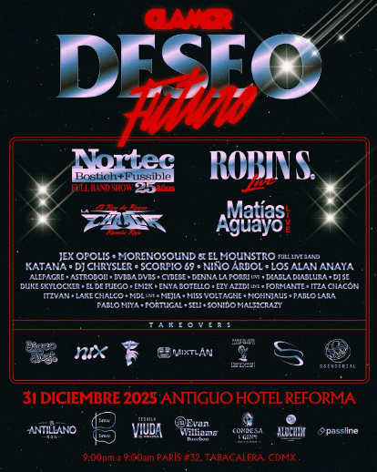 mehaceruido's tweet photo. Ya hay plan para Año Nuevo con Deseo Futuro, estará @nortec_fussible + Robin S + Matías Aguayo + Sonido La Changa en el Antiguo Hotel Reforma Preventa $650 https://t.co/n6mAs1hhqj https://t.co/GPpGCHffzx