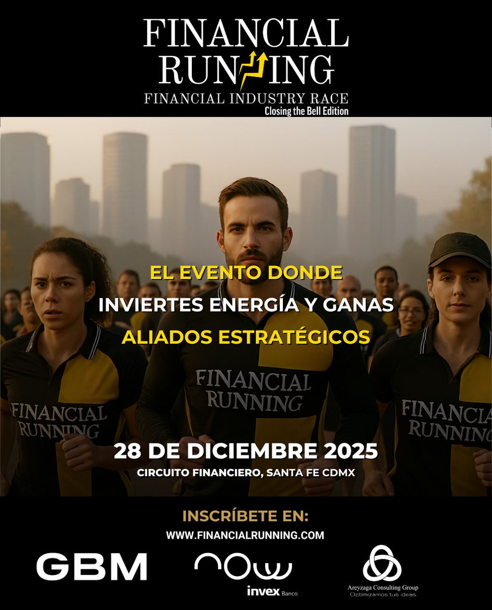 Tu Energía + Tus Aliados = Tu Crecimiento.

El evento que transforma cada paso en una oportunidad estratégica. No corras solo, corre con quienes impulsan el sector financiero en México.

🏆 6ª Edición Financial Running “Closing the Bell Edition”

Book now: financialrunning.com