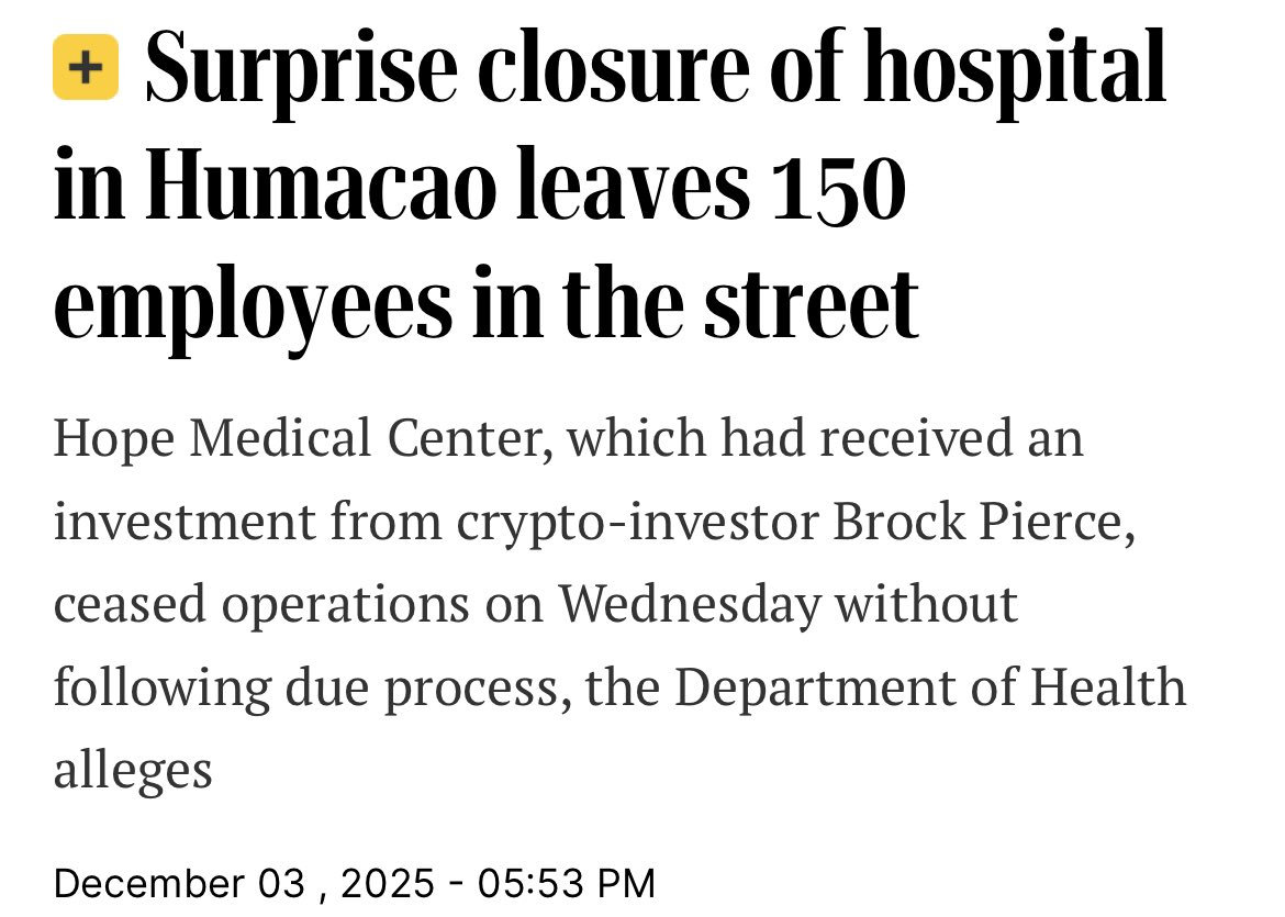 LosingPR's tweet image. Act 22 tax evaders like Brock Pierce are eliminating jobs, not creating them, and they are putting lives at risk. #AbolishAct22