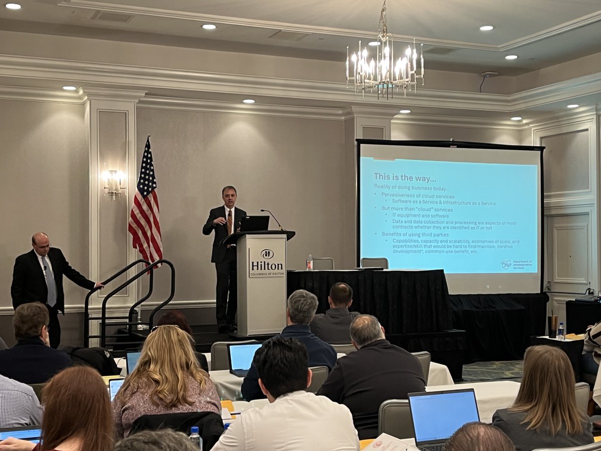 Jon Banks and Daren Arnold from ⁦<a href="/OhioDAS/">Ohio DAS</a>⁩ get the civil prosecutor afternoon started with a presentation on Managing Cybersecurity Risk of Third Parties. #2025OPAAannual