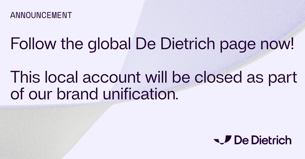 A new chapter begins under the De Dietrich name. 

This account will soon be phased out. 
Follow the official De Dietrich LinkedIn page to keep receiving updates and insights: hubs.ly/Q03WWyhj0