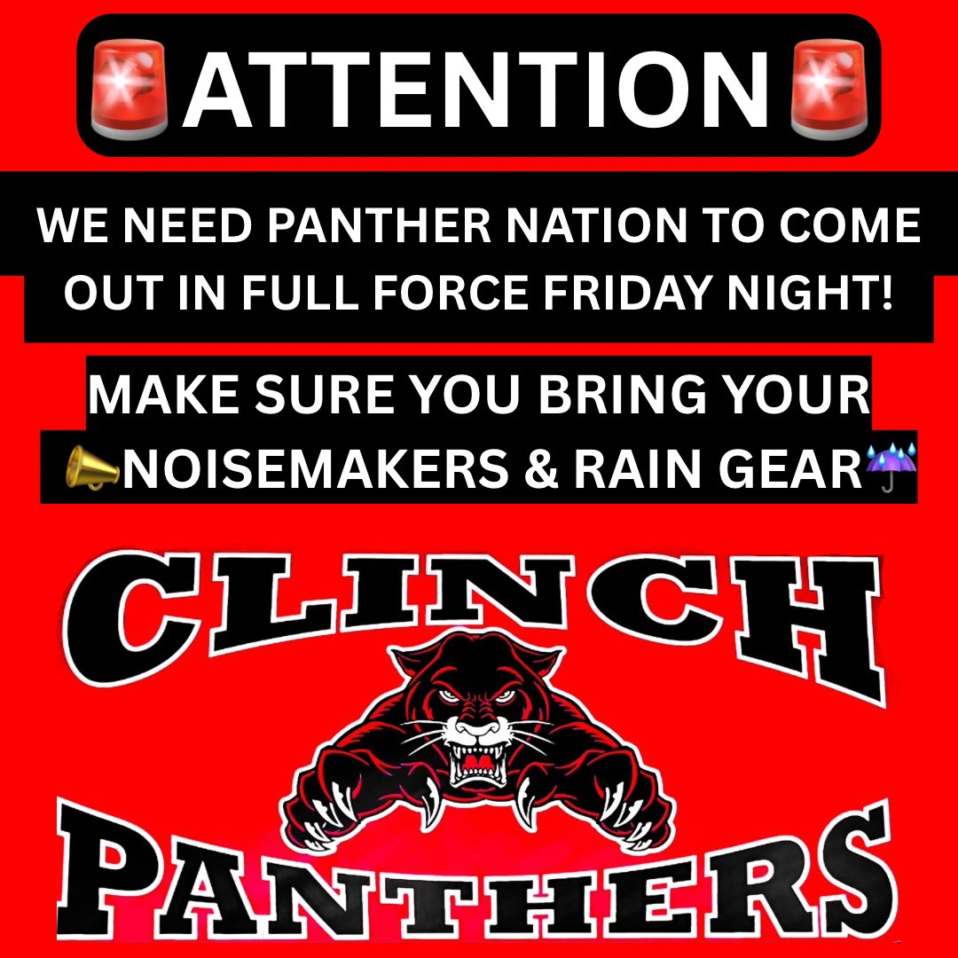ccpanthernation's tweet photo. PACK PANTHER STADIUM TOMORROW NIGHT! 🏟️

Remember to be loud prior to and after the snap when Bowdon has possession of the ball and quiet when we do unless we break for a big play! 🏈💪 #BeatBowdon #RollRedRoll #PantherNation #RoadtotheBenz https://t.co/pELkg3JyN8