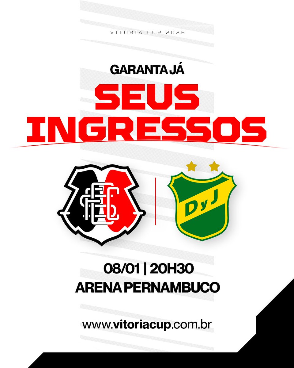 SantaCruzFC's tweet photo. 🎉 COMEÇOU, TORCIDA CORAL!

A Vitória CUP vai tremer com Santa Cruz x Defensa y Justicia! ⚽🔥

Ingressos disponíveis AGORA para o duelo do dia 8 de janeiro, às 20h30, na Arena Pernambuco! 🏟️

E atenção para a novidade:
💥 Se os ingressos esgotarem em até 72h, a torcida ganha uma surpresa especial da Vitória CUP!

Então corre, porque vai voar! 👀🔥

🔗: https://t.co/Wl4UIJ58MH