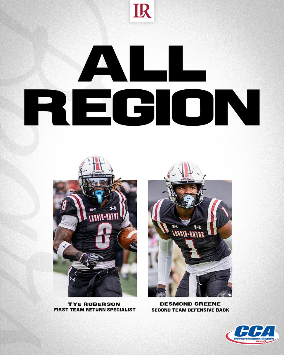 LRBearsFootball's tweet photo. Tye Roberson is named to the All-Super Region Two First Team as a return specialist while defensive back Desmond Greene is named to the All-Super Region Two Second Team 💥

#GOBEARS | #BetweenTheBricks https://t.co/eqvMksGXhT