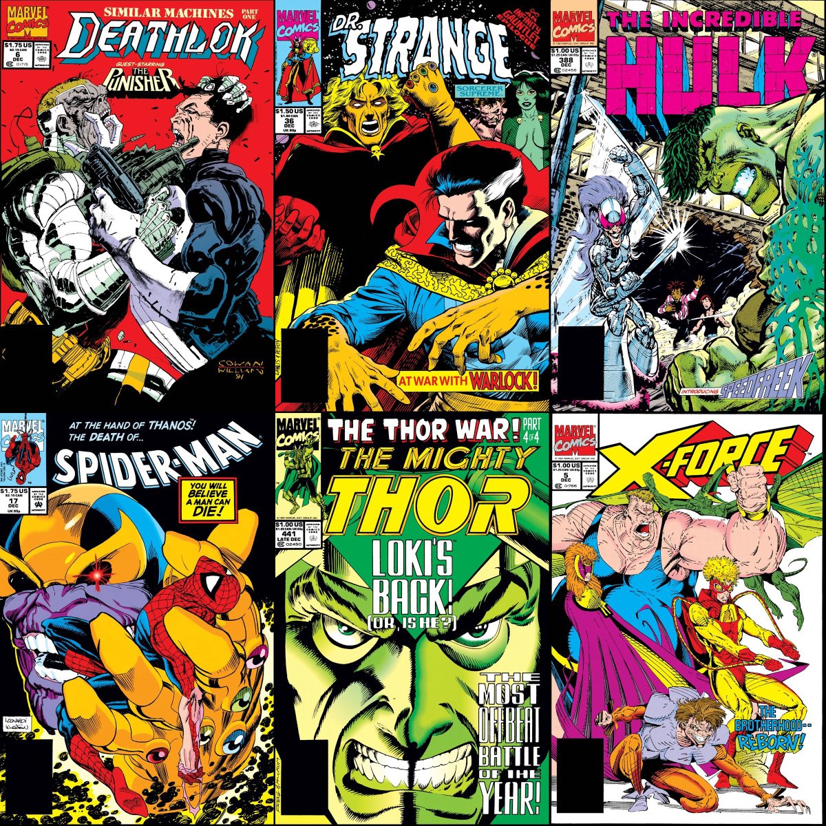 Marvel Comics that were on sale with cover dates of December 1991.