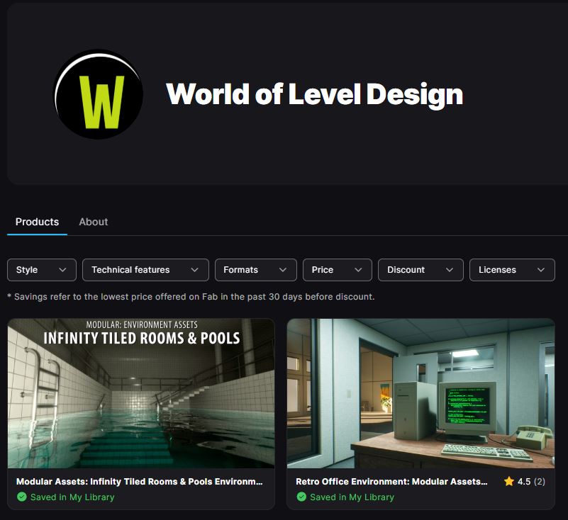 GameLevelDesign's tweet image. Currently only have two environment asset packs on Fab at the moment (more will come).

And I updated both to work in UE5 v5.3-v5.7

Get Retro Office Modular Asset Pack or Liminal Spaces Tiled Rooms &amp;amp; Pools or both to create with in UE5.

Create &amp;amp; Immerse: fab.com/sellers/World%…