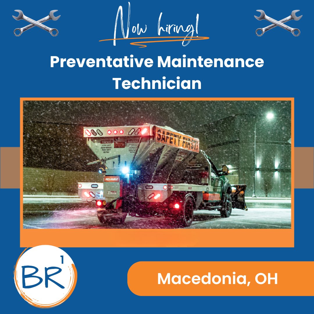 🚨 Career Alert! 🚨 Preventative Maintenance Technician - Snow &amp; Ice Management 🔧 Macedonia, OH 🔧 hubs.la/Q03WWClw0