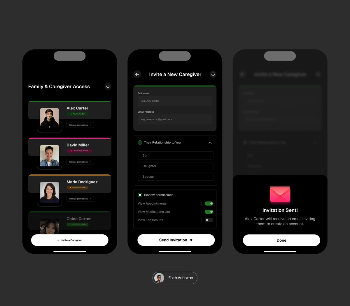 Today, I designed a concept for a caregiver access UI. Instead of one "share all" button, it uses granular toggles. 

This lets patients share what they want (like appointments) while protecting what they don't (like private notes).

 #UIUX #HealthTech #PrivacybyDesign