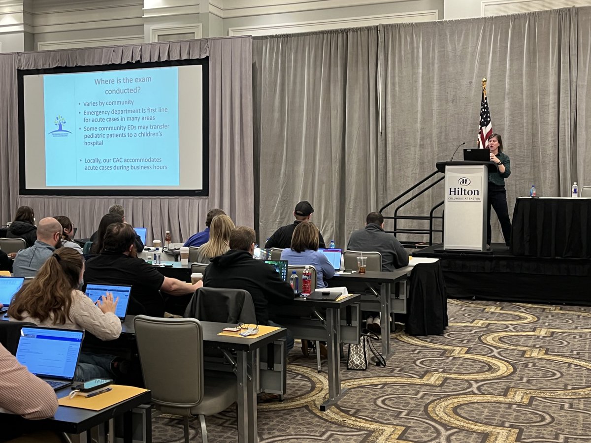 Dr. Kristin Chrichton, @nationwidechildrenshospital gets the criminal training afternoon started with the benefits of a medical exam for children with suspected sexual abuse and court proceedings. #2025OPAAannual