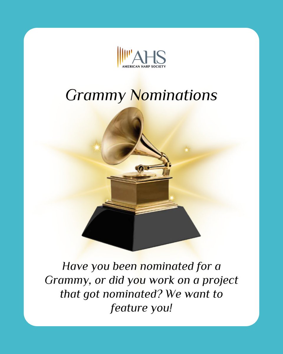 Have you been nominated for a Grammy this year, or did you work on an album that was nominated? We want to hear about it! Please email Allison (socialmediamanager@harpsociety.org) to share the good news!