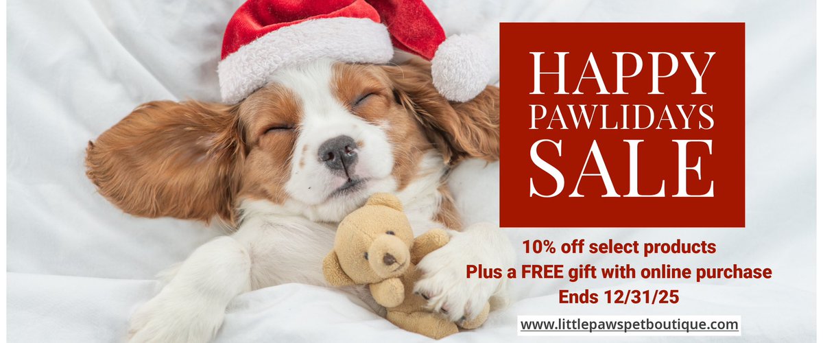 GidgetLPPB's tweet photo. It's that time of year again and we are paws-itively thrilled to have customers as pawesome as you. To say thanks, we're unleashing an online Happy Pawliday Sale. #littlepawspetboutique #dog #cat #onlinestore #sale https://t.co/18xVeMTp6A https://t.co/alLvwSns44