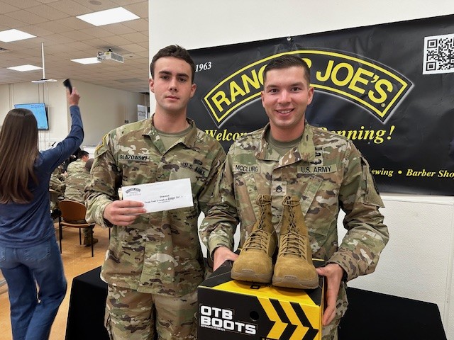 rangerjoes's tweet photo. Congratulations to the past two Fort Benning Newcomers Briefings Ranger Joe's Raffle winners! Newly arriving Soldiers have a chance to win a Ranger Joe's Gift Card, and depending on matching the size of boots being raffled, Soldiers  can win a pair of Garmont or OTB Boots. https://t.co/jylojhsu9e