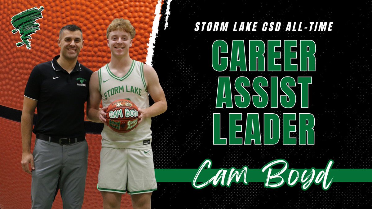 Cam Boyd has officially become Storm Lake’s all-time career assist leader! 🏀

During last season’s substate semifinal against Carroll, Cam recorded his 261st career assist, breaking the school record set by Tad Weiss in 1980. Congratulations, Cam!

#AmericasSchool