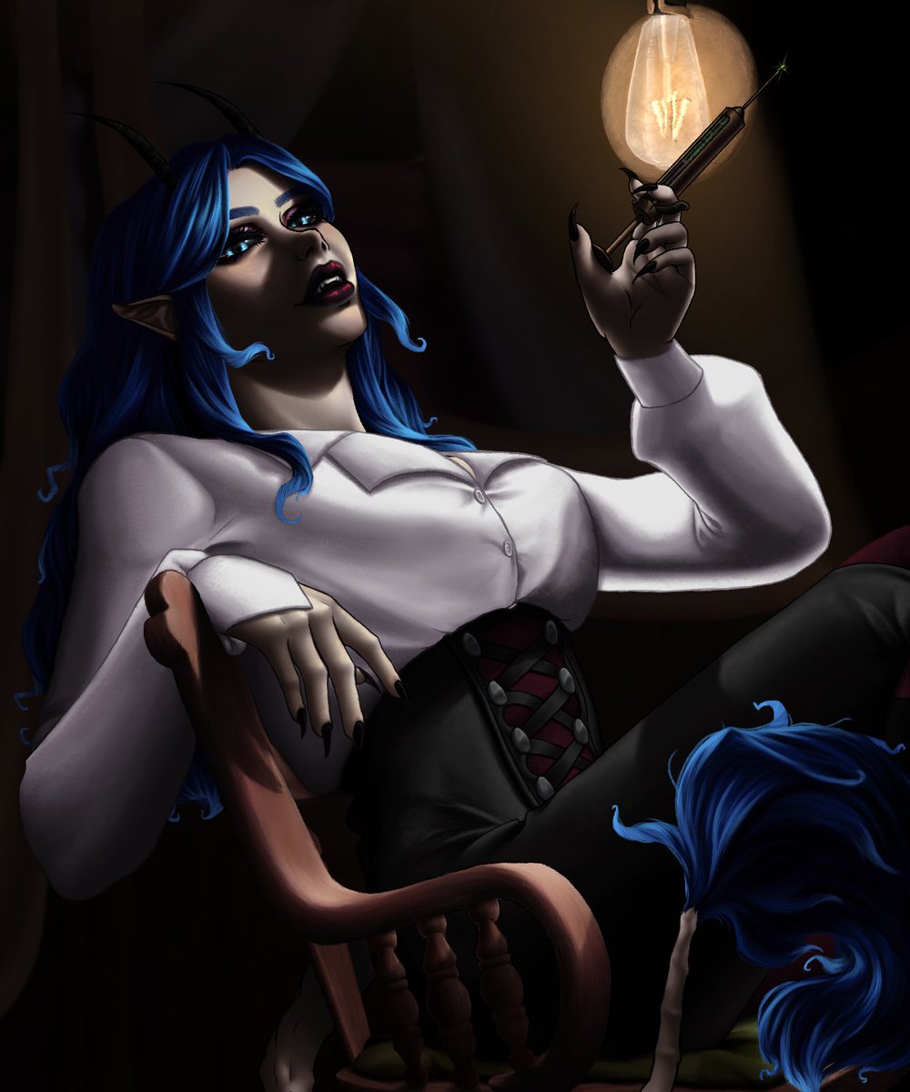 GirlofCrows's tweet photo. I have three versions of this done, but I do not trust this site to not smack me for posting the other two here so I will post those ones separately (Probably on my nsfw account)

Lucia is my Teifling Alchemist #dnd #dndart #originalcharacter https://t.co/JRrYfcn11y