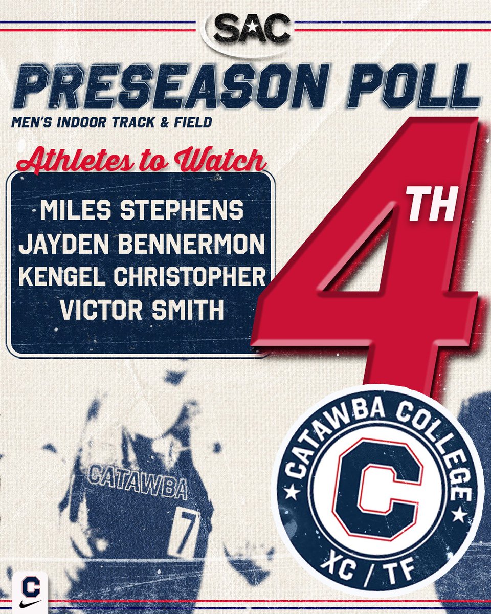 CatawbaIndians's tweet image. Catawba Women's and Men's Indoor Track &amp;amp; Field were picked third and fourth, respectively, in the SAC preseason poll.

8⃣ were named Athletes to Watch!

Men's Release | bit.ly/48l1DBY
Women's Release | bit.ly/4piXWCC

#GetAfterIt | #CatawbaCulture