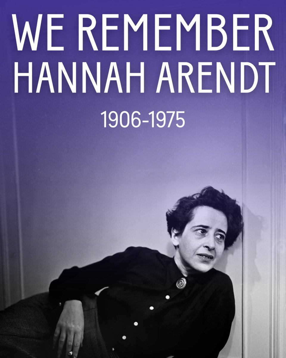 jvplive's tweet image. Today we mark the 50th yahrzeit of Hannah Arendt, z”l, who died on December 4, 1975.

Hannah Arendt was a German-born Jewish thinker and one of the twentieth century’s most influential political theorists. She is best known for her analyses of totalitarianism, antisemitism, the…
