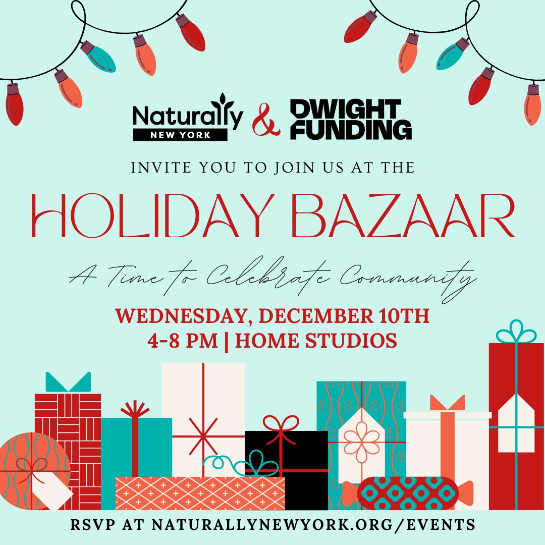 DwightFunding's tweet photo. @NaturallyNYC's  Holiday Bazaar is almost here! 

Stop by Home Studios next week for sampling from 40+ brands and the chance to meet the founders, operators, and investors leading NYC’s natural products community.

🔗 https://t.co/wifUYK1cbI https://t.co/ViH5JgTBey