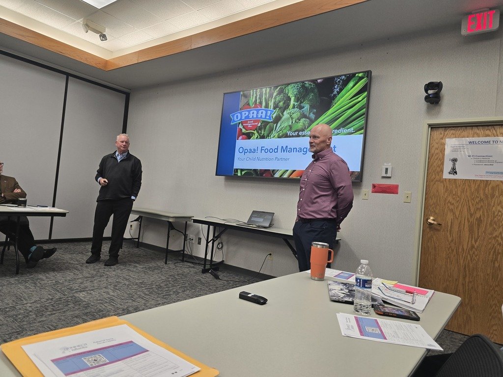 swplains's tweet photo. Thanks to DavidHoward and Jack Koehn for information on Opaa! The Premier Food Service Company in Kansas! And thank you for sponsoring lunch for the @NKESCDF  Admin Council! @davidlyounger  @swplains https://t.co/tVaE3svcL9