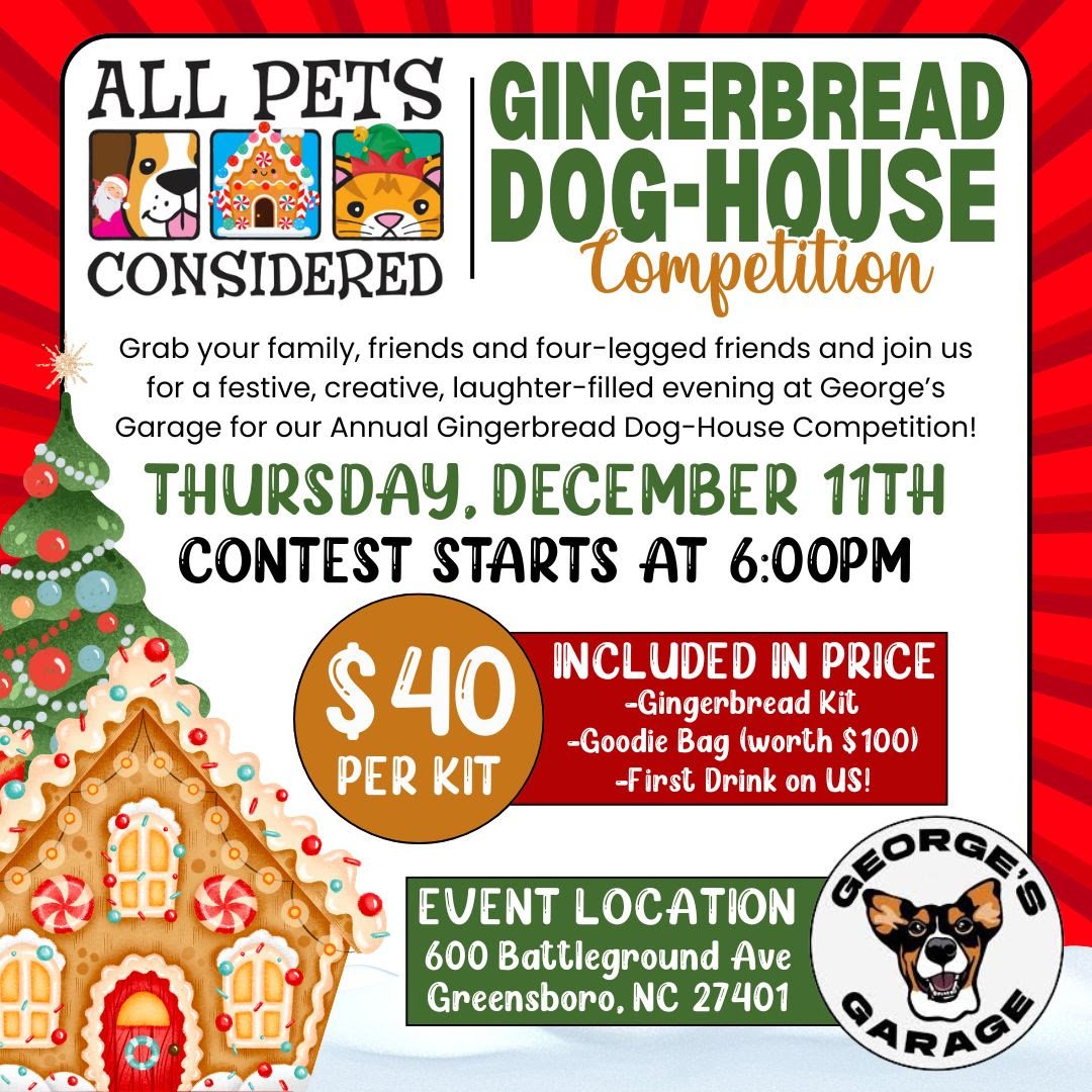 daniellewhitenc's tweet photo. 3rd Annual APC Gingerbread Dog-House Competition! Checkout the details below...https://t.co/NzHCVnxa3r https://t.co/deCmMstc3r