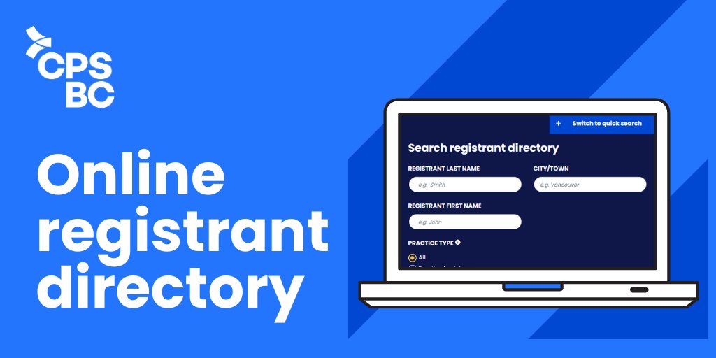CPSBC's online registrant directory can be used to confirm whether a physician or surgeon is licensed in BC, their contact information, and whether they have any regulatory actions or practice conditions. Search here: ow.ly/Qlte50SIK5J