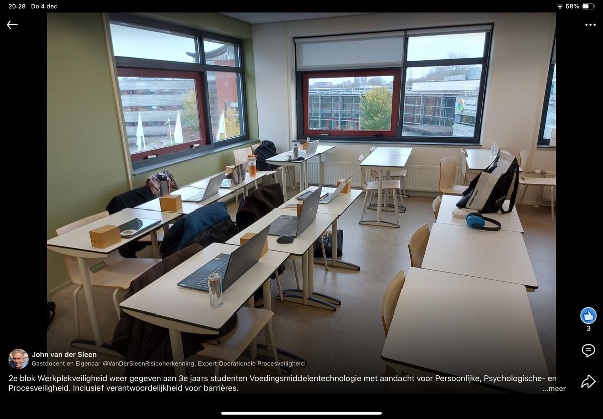 2e blok Werkplekveiligheid gegeven aan 3e jaars studenten Voedingsmiddelentechnologie. Aandacht voor Persoonlijke, Psychologische- en Procesveiligheid met Bowties.
Nu naar de eindopdracht.👍<a href="/Hogeschool_VHL/">Hogeschool Van Hall Larenstein</a> <a href="/johnvandersleen/">John van der Sleen</a> <a href="/ProcessSafetyNL/">Operationele Procesveiligheid #ProcessSafety NL</a> <a href="/Werkplekveilig/">Werkplekveiligheid</a>