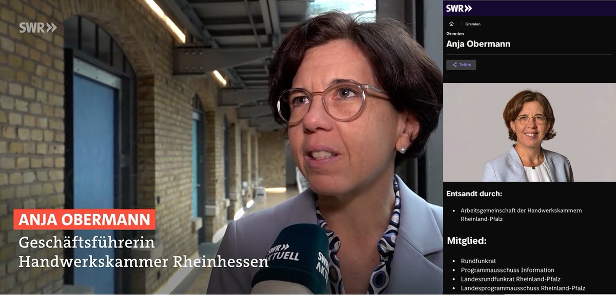 Der SWR interviewt eine Geschäftsführerin. Dass sie Rundfunkrätin beim SWR ist, erfahren die Zuschauer nicht.