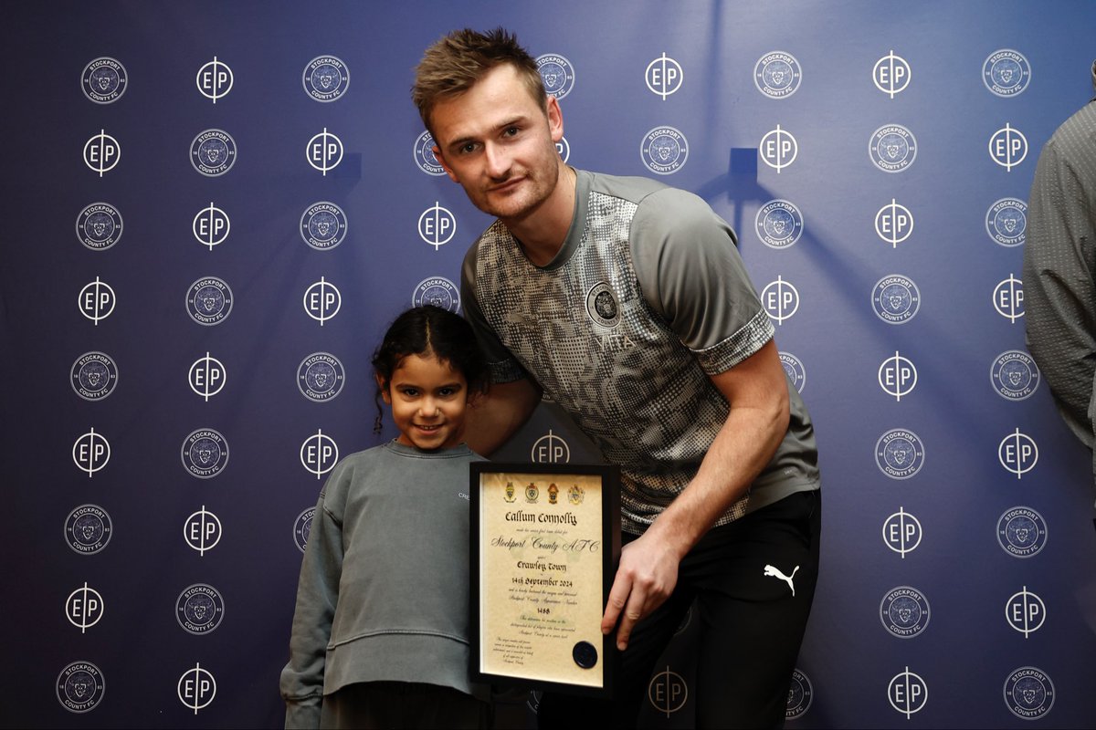 Callum Connolly was presented with his #stockportcounty SCAN certificate at Edgeley Park. 29/11/25.