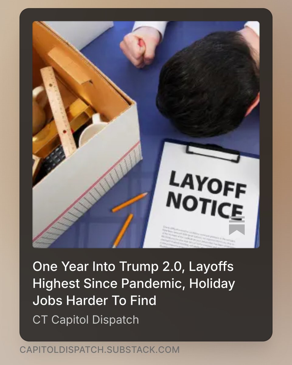 CapDispatch's tweet image. One Year Into Trump 2.0, Layoffs Highest Since Pandemic, Holiday Jobs Harder To Find bit.ly/4owh2nB