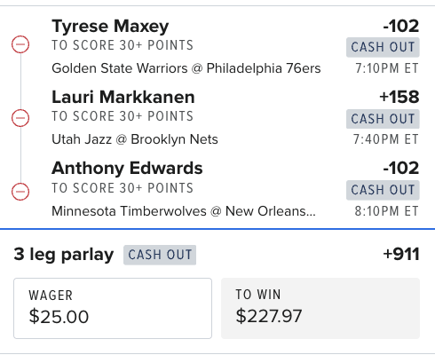 ColesAlgoPicks's tweet photo. 30+ Points Parlay 🔥 (Dec 4th NBA)

Tyrese Maxey — 30+ Points (-102)
Lauri Markkanen — 30+ Points (+158)
Anthony Edwards — 30+ Points (-102)

3-Leg Parlay 💥 +911

 Wager: $25
 To Win: $227.97

#NBA #NBAPicks #PointsParlay #ProjectParlay #ColesAlgoPicks https://t.co/7e6YgXyrBd