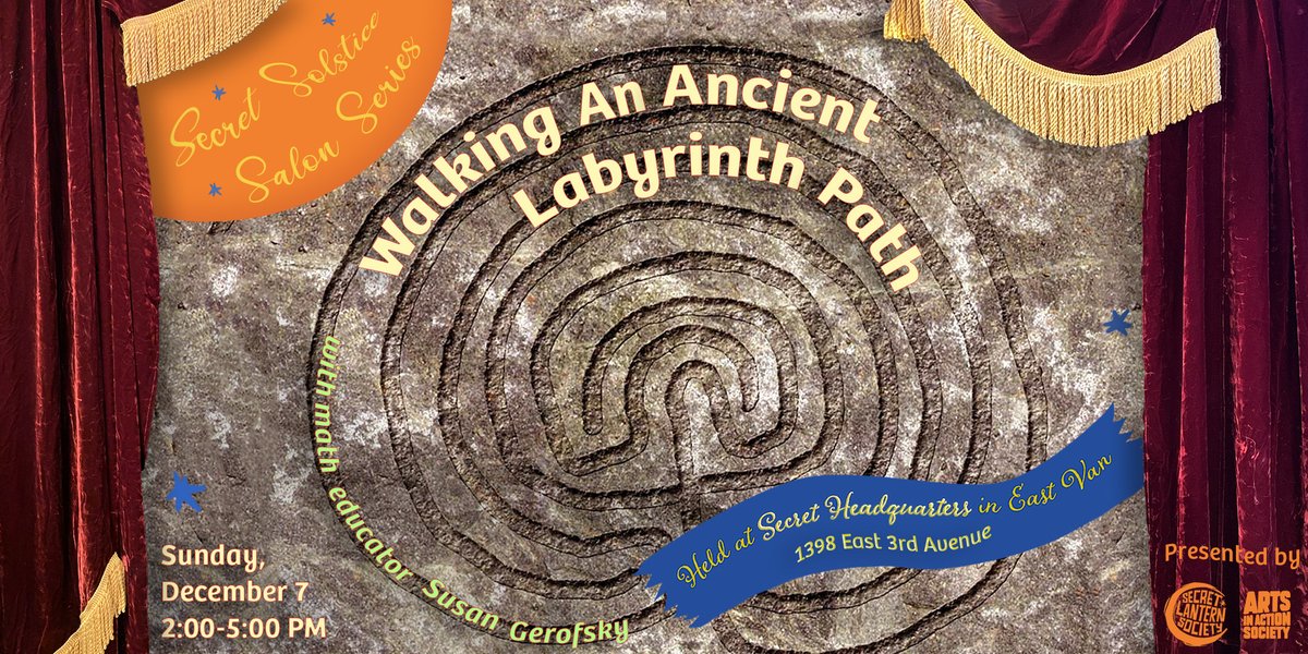 🌀 December 7 - Walking An Ancient Labyrinth Path presented by mathematical artist and musician Susan Gerofsky.
Playing with labyrinth 'seeds' and 'magic squares, we'll make and walk a classical labyrinth. With music and snacks!
🎟️Ticket link in bio!
#SolsticeMagic #VancouverArts