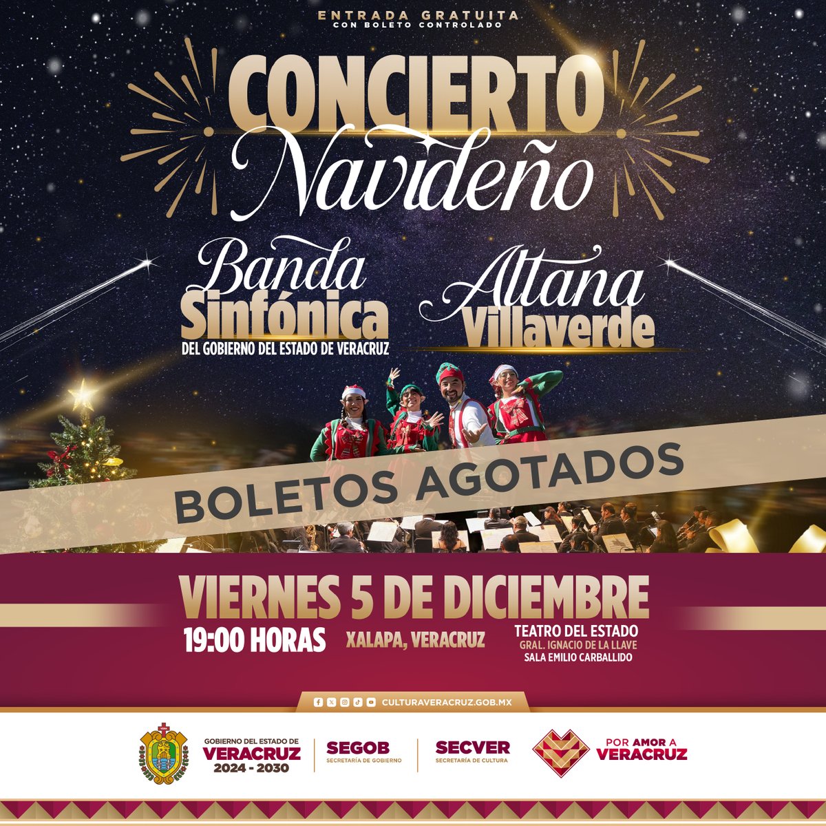 ‼BOLETOS AGOTADOS‼

Gracias a su interés, los boletos del Concierto Navideño con la Banda Sinfónica del Gobierno del Estado de Veracruz están agotados.

Los esperamos  mañana viernes 5 de diciembre a las 19:00 h en la sala Emilio Carballido con su pase entrada