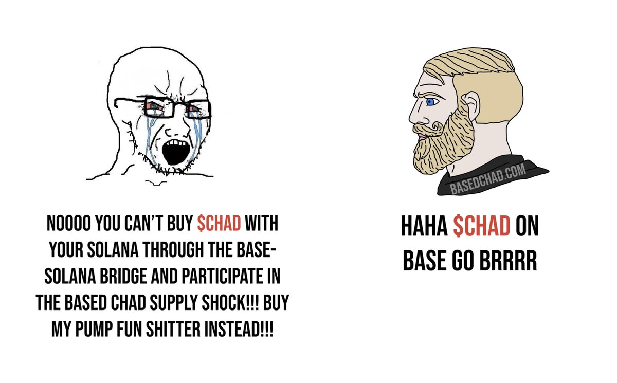 zk_lmao's tweet image. You can now buy $CHAD @basedchad directly from @solana with your $SOL using @RelayProtocol and join in on the Supply Shock that's been slow cooking!

Slow cooks, as they say, are the best cooks.

relay.link/bridge/base?fr…