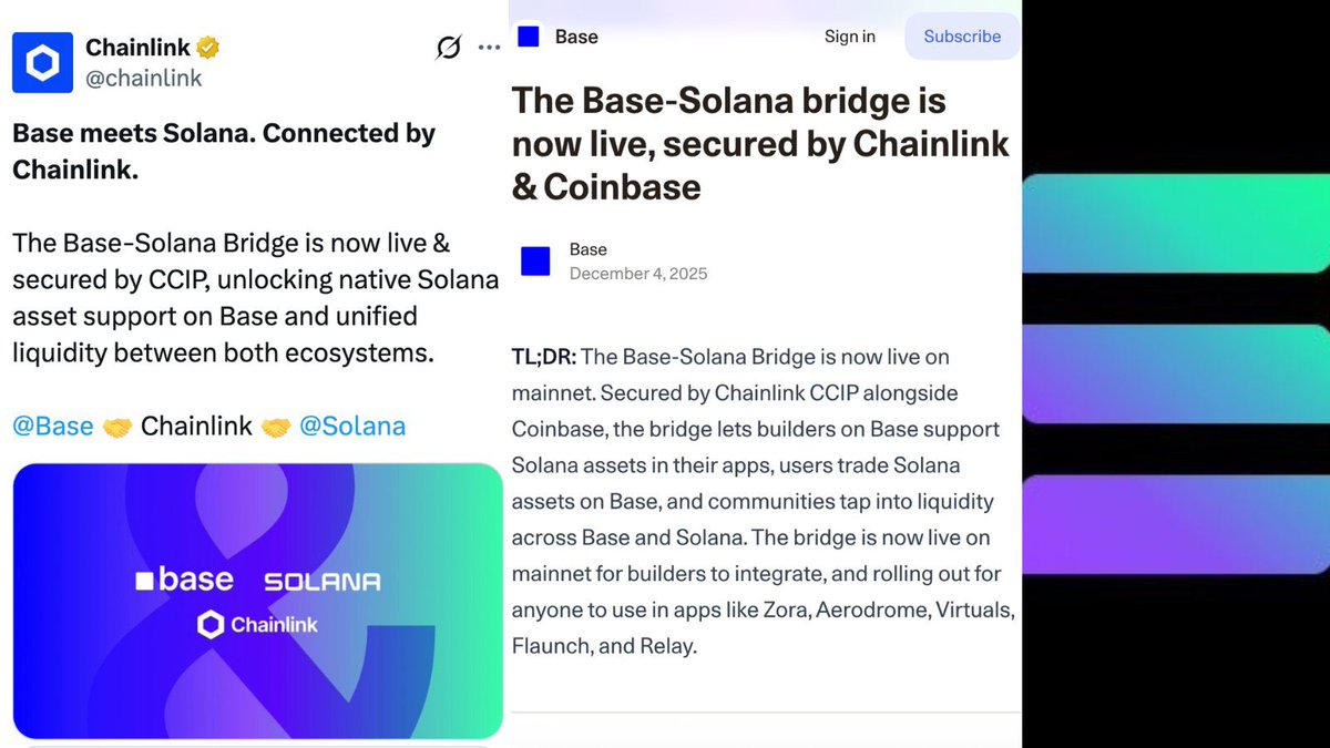 realtommybibi's tweet image. BREAKING 

BASE-SOLANA BRIDGE GOES LIVE - CONNECTED BY CHAINLINK $link $sol $eth