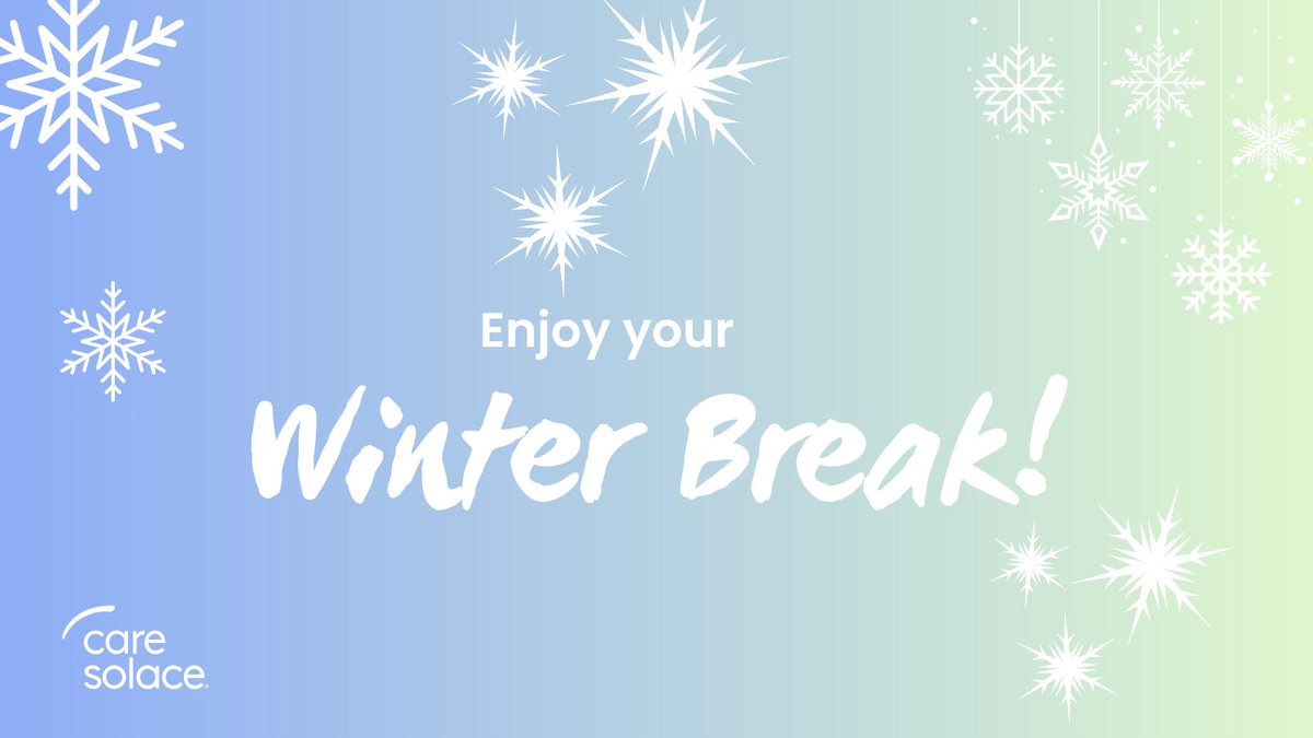 Happy Winter Break to everyone at Warren Woods Public Schools. With winter break upon us, we encourage you to relax, unwind, and settle into a safe and restful break. If you need help finding a mental health provider, you can always call #CareSolace 24/7/365 at 888-515-0595.