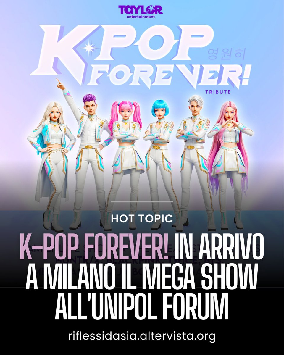 lalletta82's tweet image. K-POP FOREVER! Arriva in Italia! 🇰🇷🇮🇹
​Il mega show che celebra la rivoluzione K-Pop sbarca a Milano! Preparati per un'esperienza unica e travolgente.

Tutte le info:
riflessidasia.altervista.org/k-pop-forever-…
​
​NON PERDERLO! 💖 
​#KPopForever #UnipolForum #KPopDemonHunters  #KPopInItalia