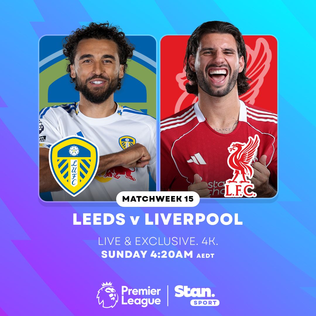 StanSportFC's tweet photo. Saturday night Premier League is 𝙎𝙏𝘼𝘾𝙆𝙀𝘿 😤

Aston Villa v Arsenal start it all off, then a five-match Goal Rush featuring big matches for Manchester City and Chelsea before Liverpool take on Leeds 🔥

↳ Premier League. Live & On Demand with 4K on Football’s New Home, Stan Sport. Stream now.

#StanSportAU #PremierLeague