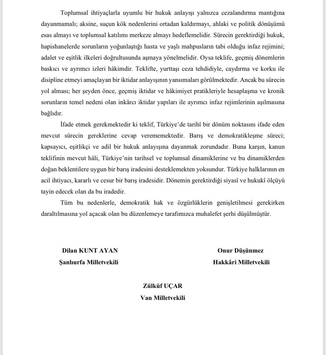📢 DEM Partili Hukukçu Milletvekillerine ve Adalet Komisyonu Üyelerine Açık Çağrımızdır
<a href="/DEMGenelMerkezi/">DEM Parti</a> 
<a href="/TulayHatim/">Tülay Hatimoğulları</a> 
<a href="/tuncerbakirhan/">Tuncer BAKIRHAN</a> 
<a href="/meraldanis/">Meral Danış Beştaş</a> 
<a href="/dilankuntayan/">Dilan Kunt Ayan</a> 
 <a href="/newroz_uysal/">Newroz Uysal Aslan</a> 
<a href="/AvOnurDusunmez/">Onur Düşünmez</a> 
<a href="/zulkuf__ucar/">Zülküf Uçar</a> 
<a href="/gergerliogluof/">Ömer Faruk Gergerlioğlu</a> 

Sayın DEM Partili hukukçu milletvekilleri,
Sayın