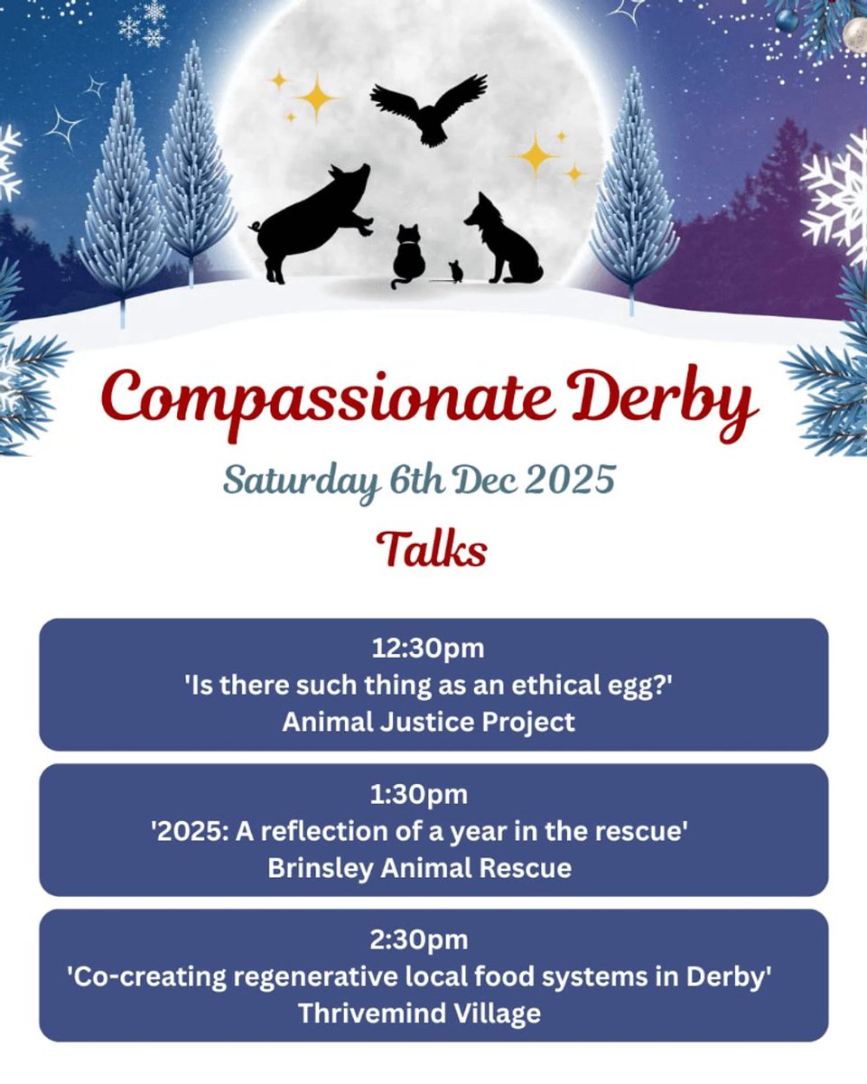 CompassionDerby's tweet image. 🎤 𝗧𝗮𝗹𝗸𝘀 𝗮𝘁 𝗖𝗼𝗺𝗽𝗮𝘀𝘀𝗶𝗼𝗻𝗮𝘁𝗲 𝗗𝗲𝗿𝗯𝘆 – 𝗦𝗮𝘁𝘂𝗿𝗱𝗮𝘆 𝟲𝘁𝗵 𝗗𝗲𝗰 𝟮𝟬𝟮𝟱
Join us for an afternoon of thought-provoking sessions