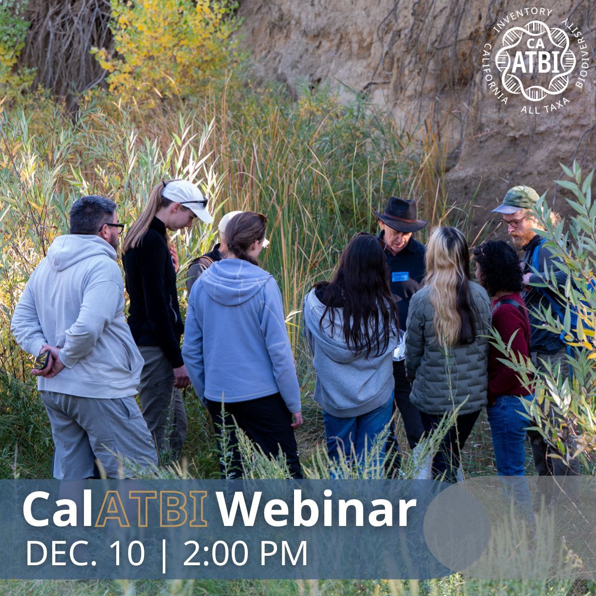 You are invited to the California All-Taxa Biodiversity Inventory (CalATBI) Quarterly Webinar on Dec. 10 at 2:00 pm! CalATBI is a voucher-based, DNA-powered effort to discover and catalog California's unexplored biodiversity. Registrater for free here: bit.ly/4iEwZXr