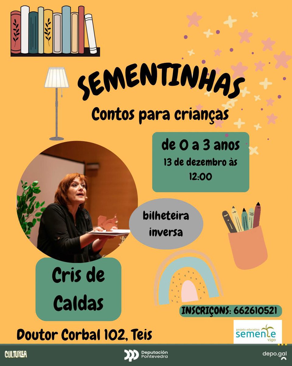 O 13 de Dezembro temos na Semente Vigo umha contada para as crianças mais pequenas. Vinde conhecer a escolinha e desfrutar dos contos de Cris de Caldas.

#EscolasSemente #Galego #Vigo #Teis
